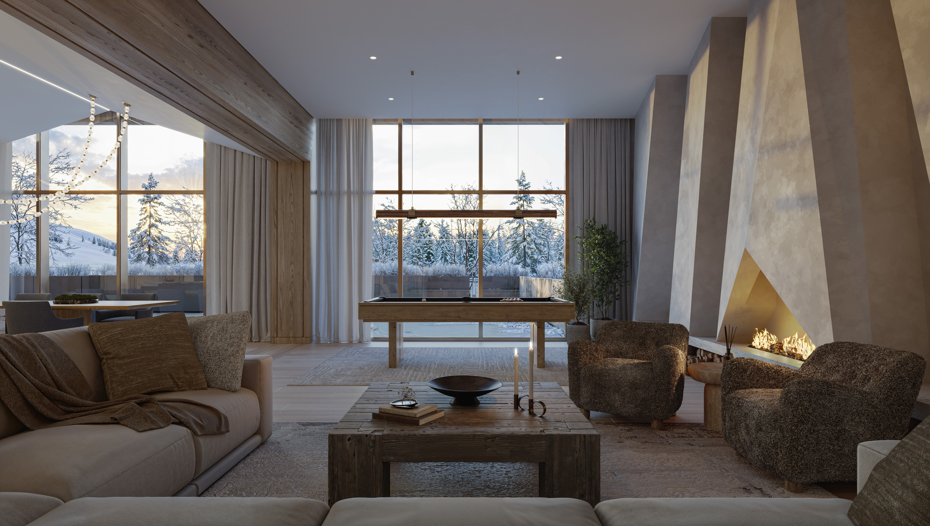 Lounge with fireplace