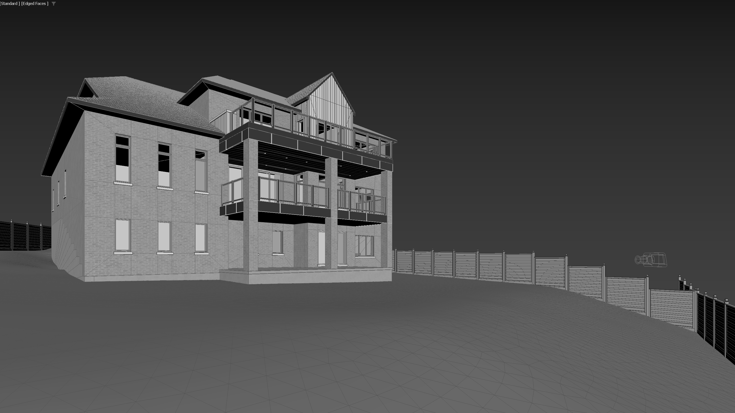 Massing model of the house and site before backyard design